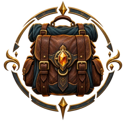 Magischer Rucksack mit goldenem Relikt von Backpack Relics