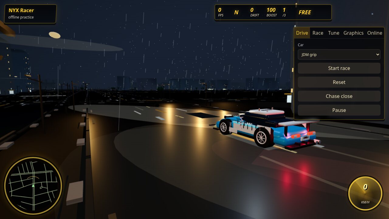 Berlin Drift on a rainy city street